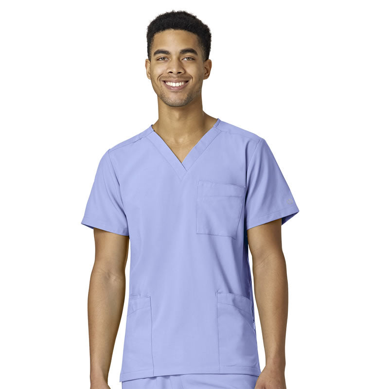 W123 6855 Unisex 4 Pocket Utility Scrub Top Ceil Blue