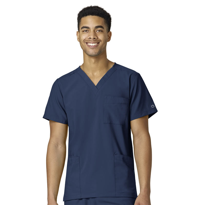 W123 6855 Unisex 4 Pocket Utility Scrub Top Navy