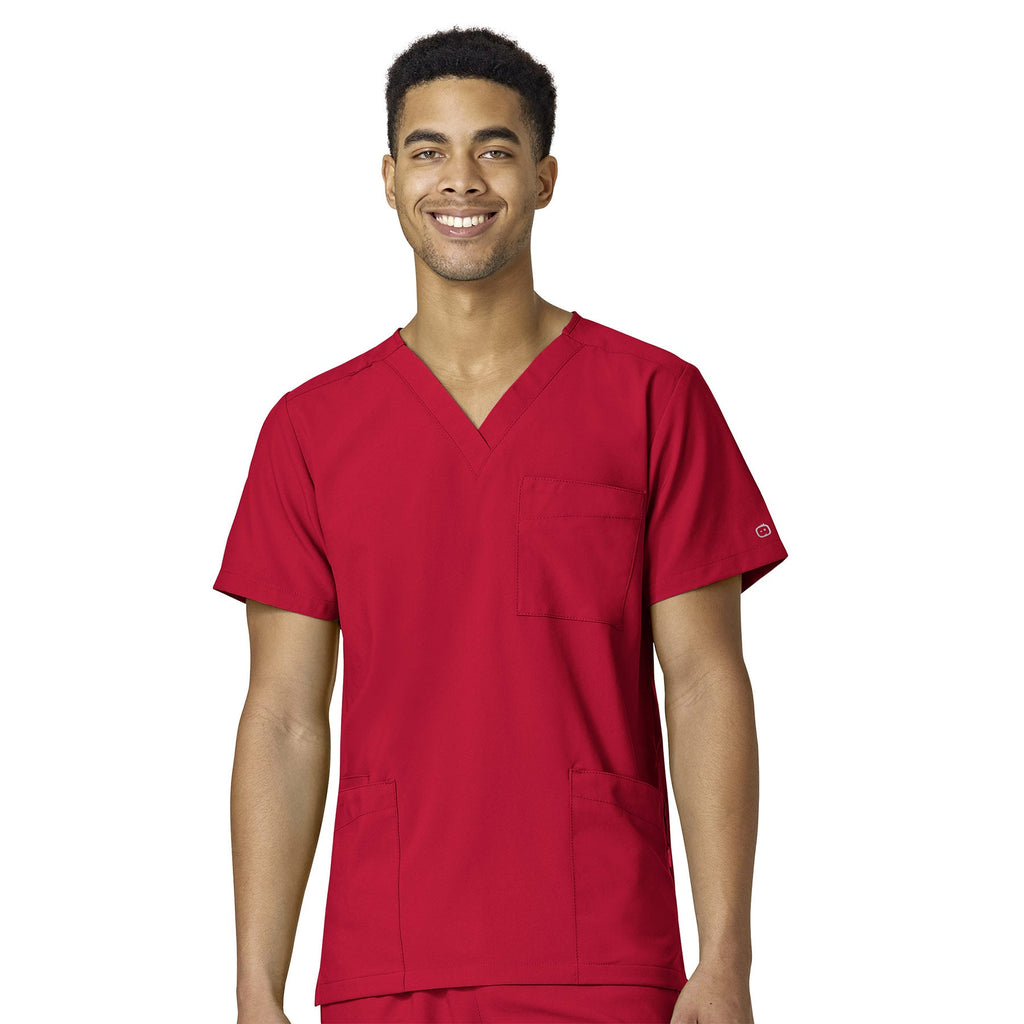 W123 6855 Unisex 4 Pocket Utility Scrub Top Red