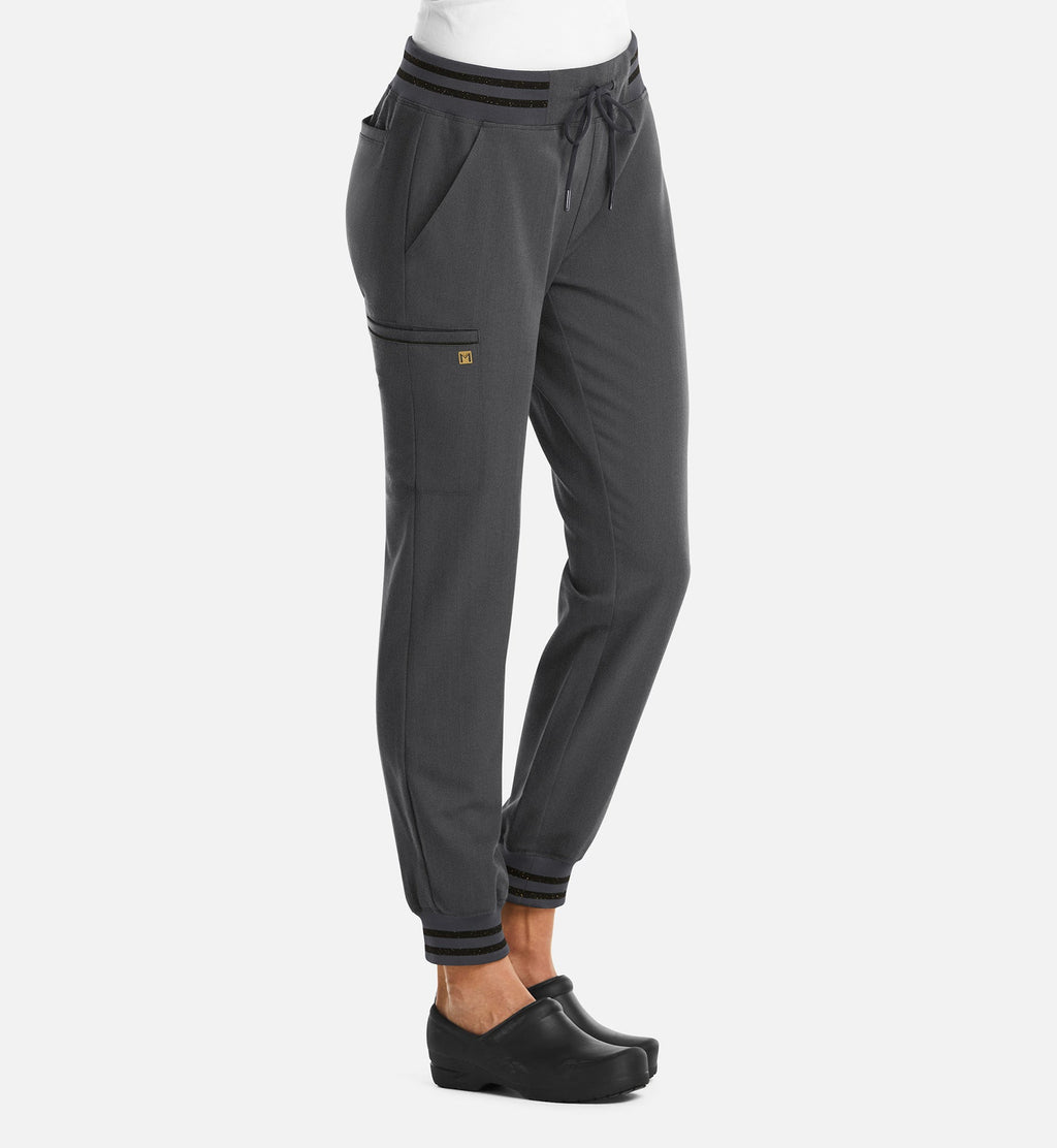 Matrix Pro 6902 Women's Full Waist Jogger With Metallic Detail Heather Grey