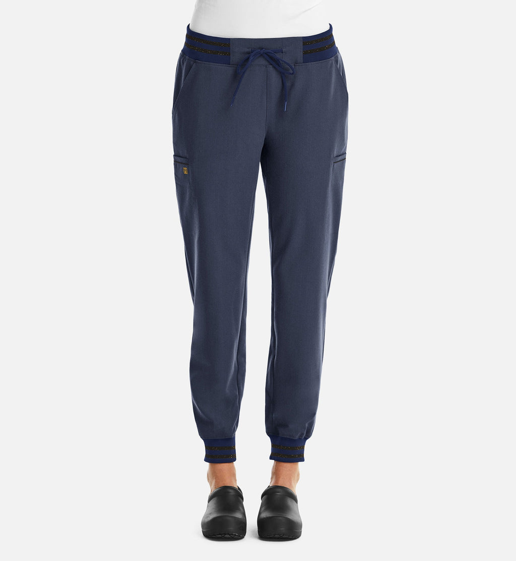 Matrix Pro 6902 Women's Full Waist Jogger With Metallic Detail Heather Navy