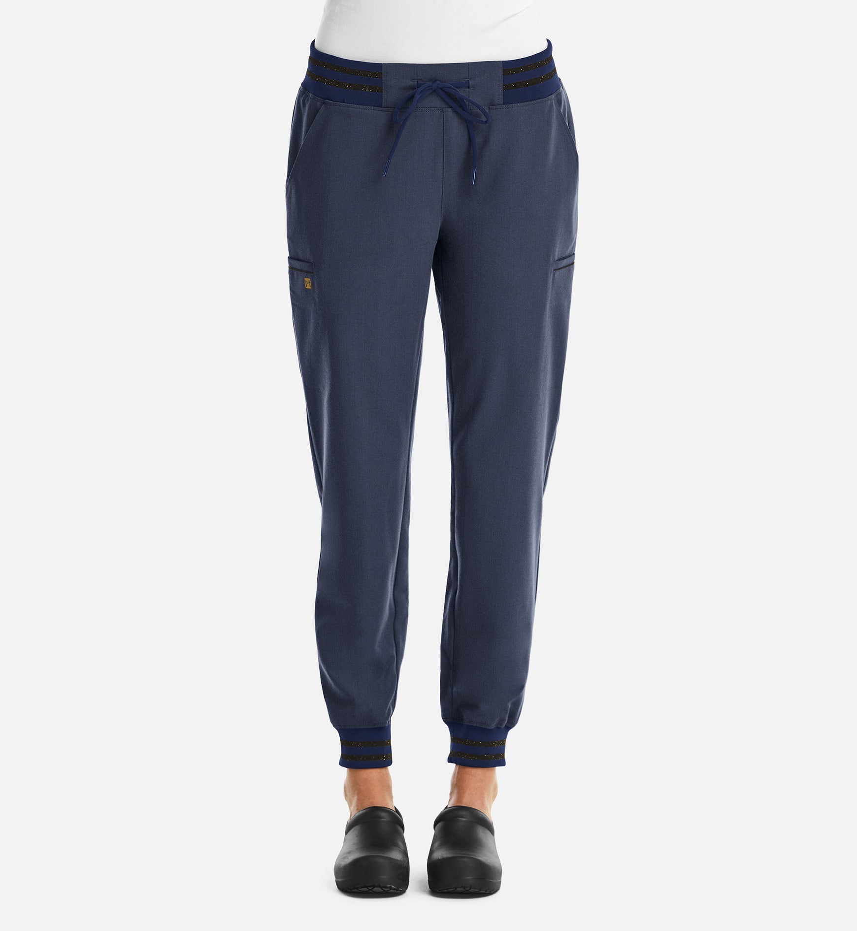 Matrix Pro 6902 Women's Full Waist Jogger With Metallic Detail Heather Navy