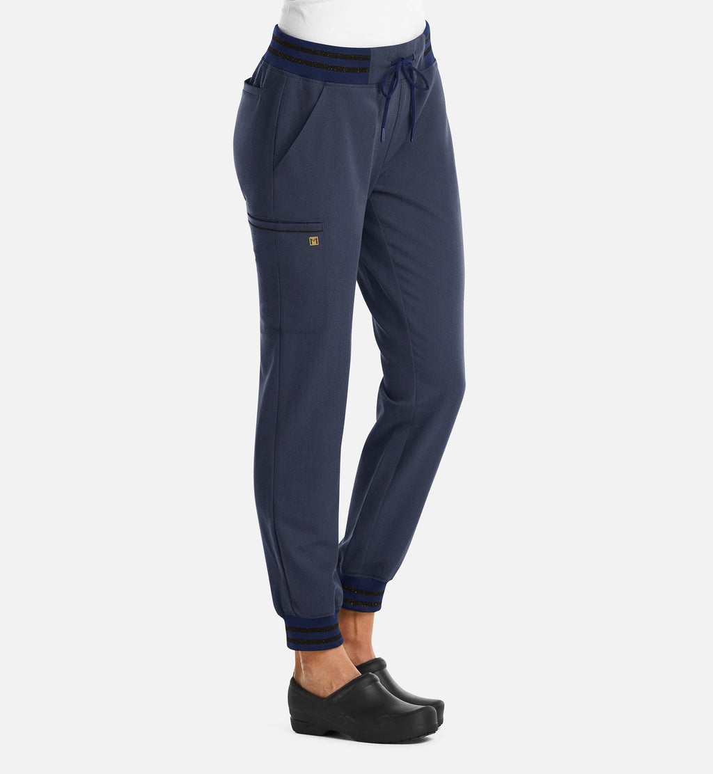 Matrix Pro 6902 Women's Full Waist Jogger With Metallic Detail Heather Navy