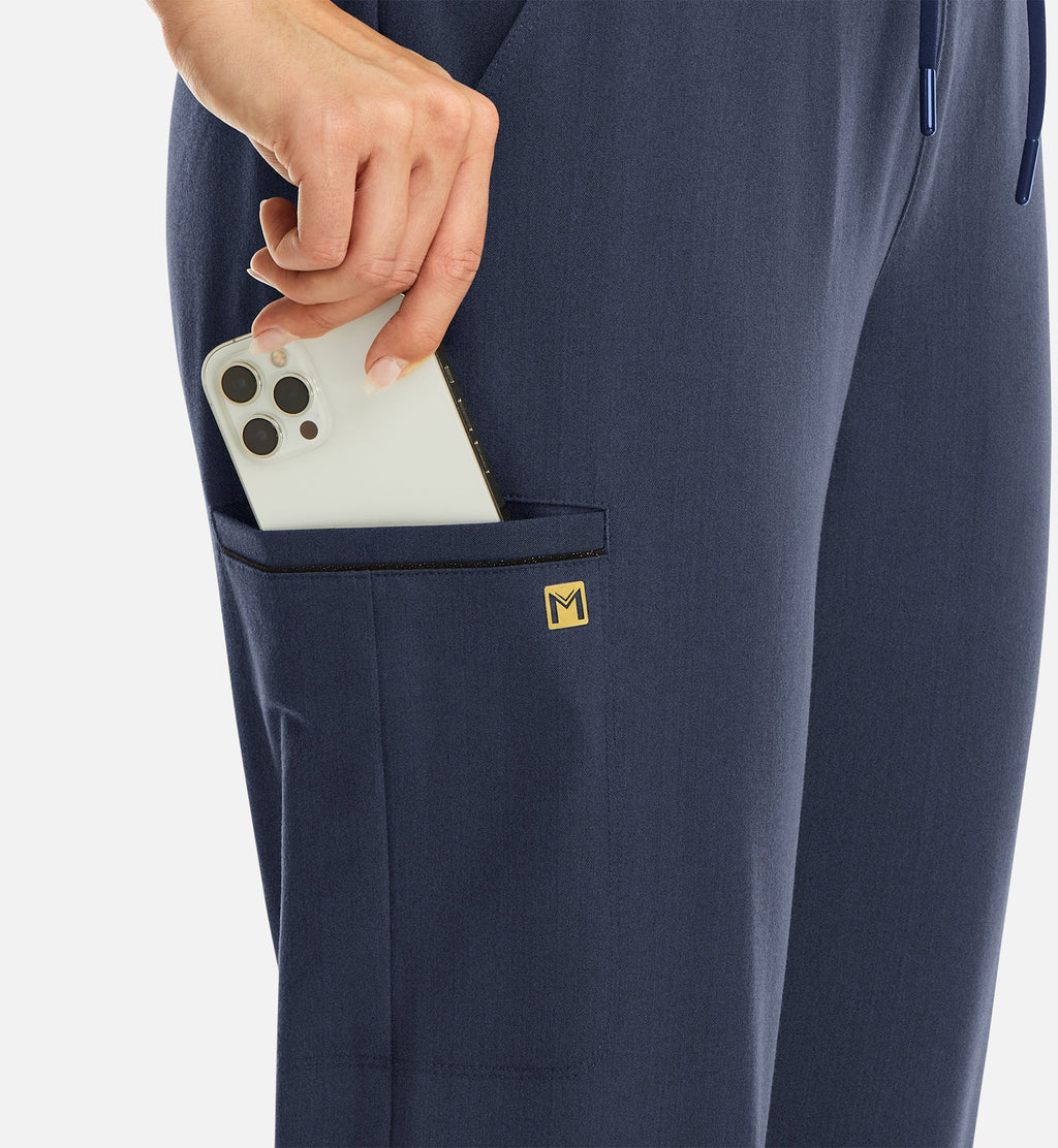 Matrix Pro 6902 Women's Full Waist Jogger With Metallic Detail Heather Navy
