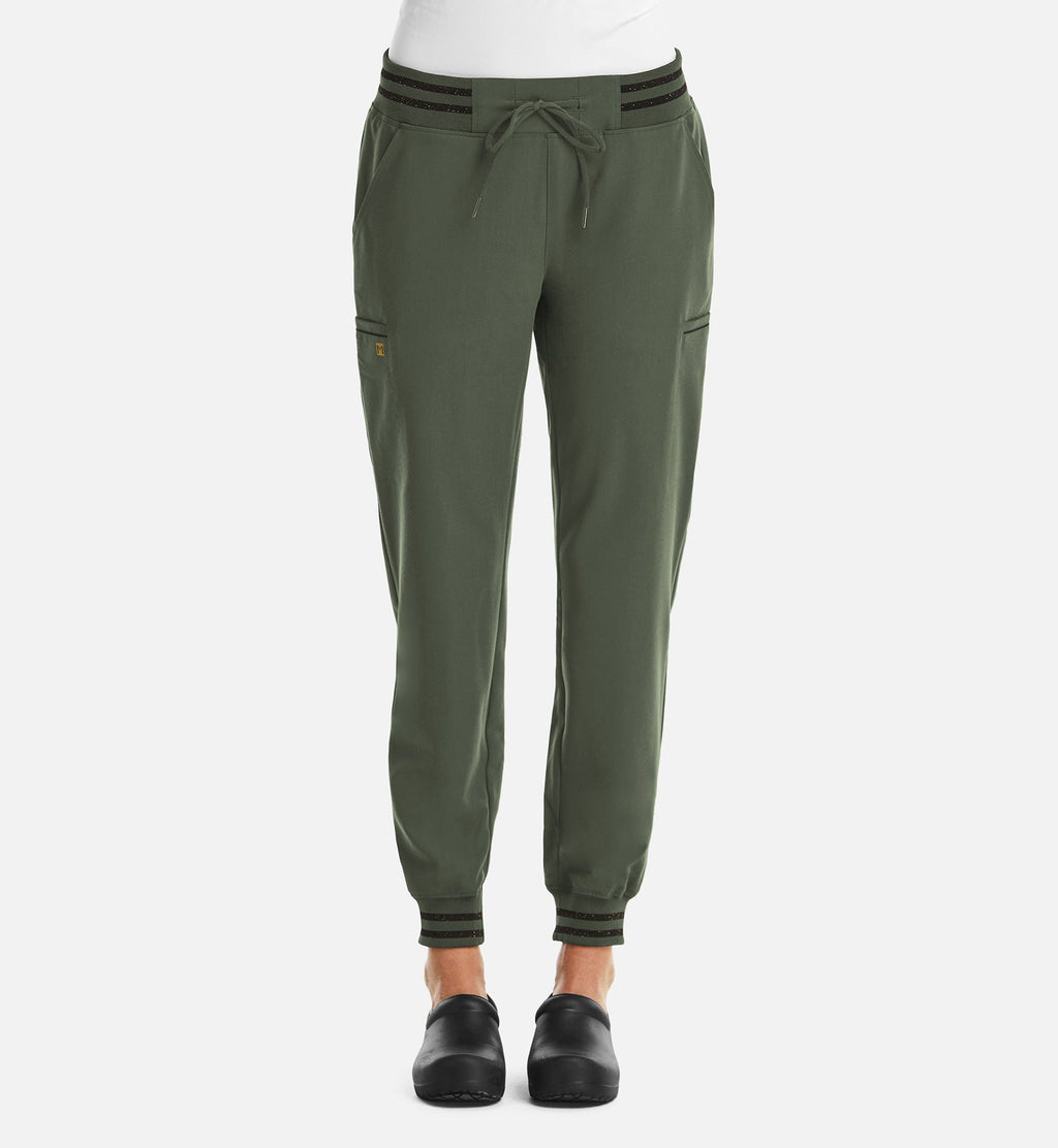 Matrix Pro 6902 Women's Full Waist Jogger With Metallic Detail Olive