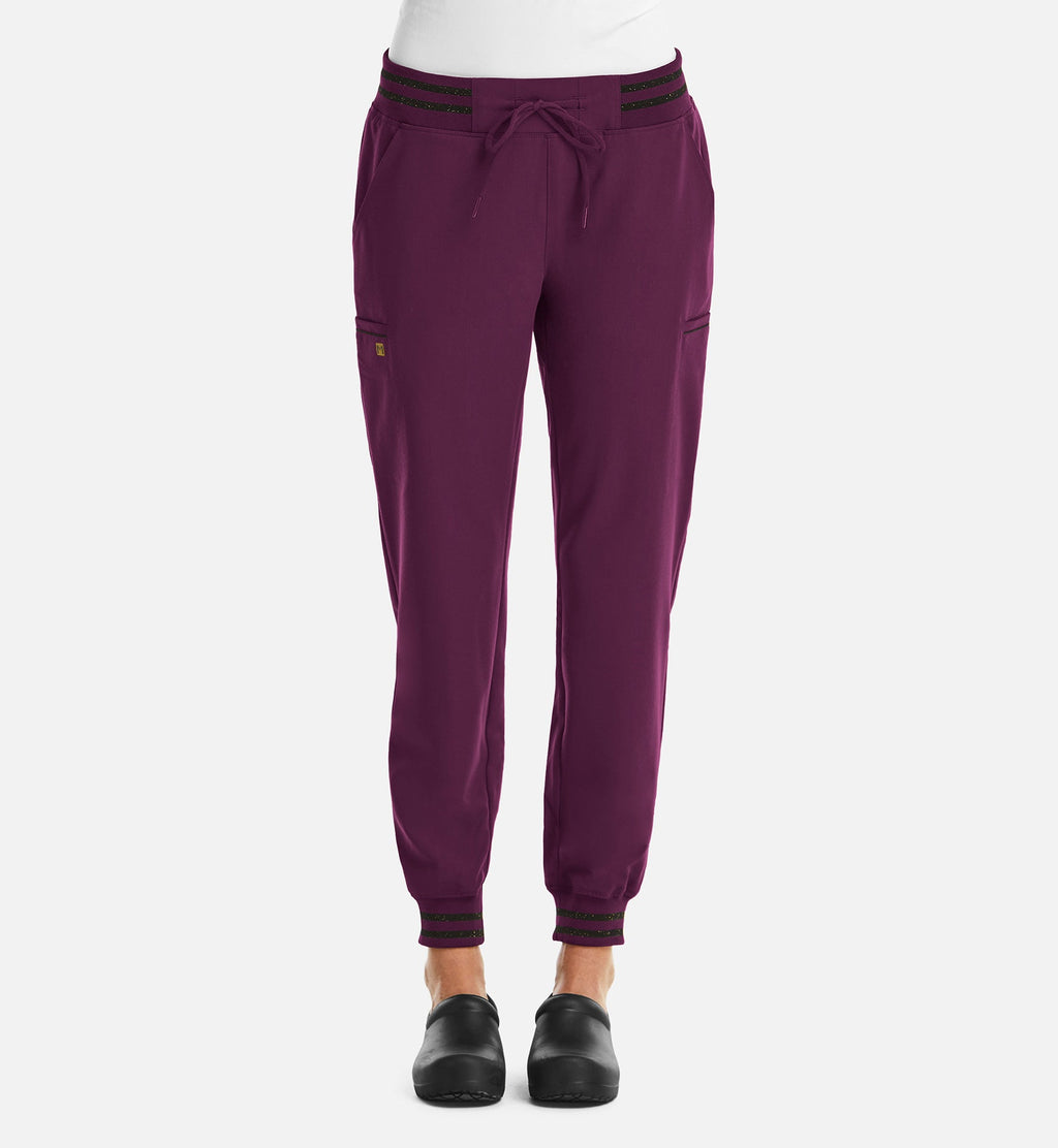 Matrix Pro 6902 Women's Full Waist Jogger With Metallic Detail Wine