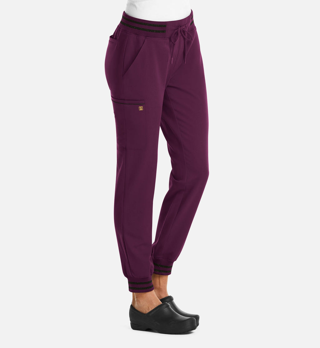 Matrix Pro 6902 Women's Full Waist Jogger With Metallic Detail Wine