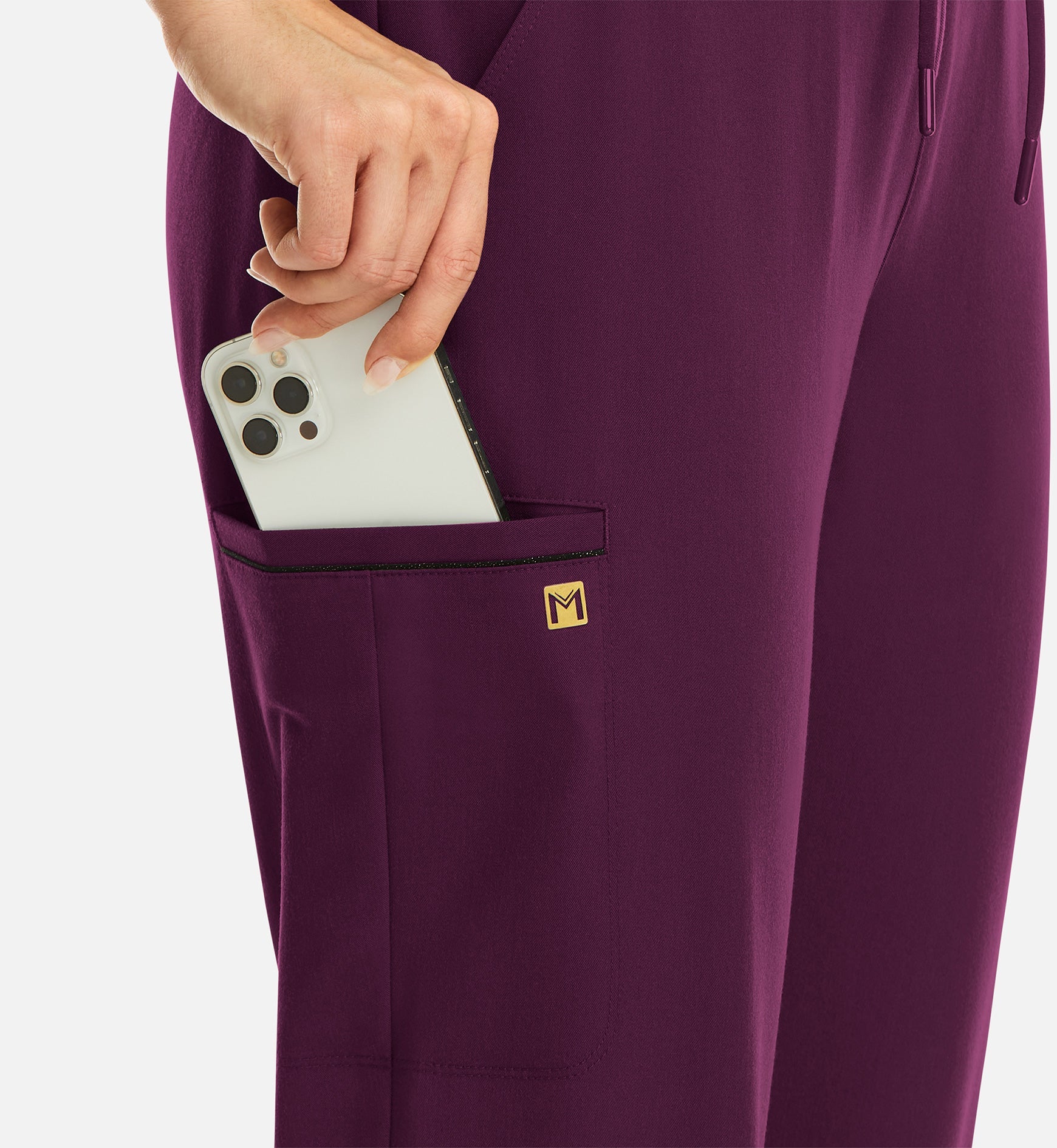 Matrix Pro 6902 Women's Full Waist Jogger With Metallic Detail Wine