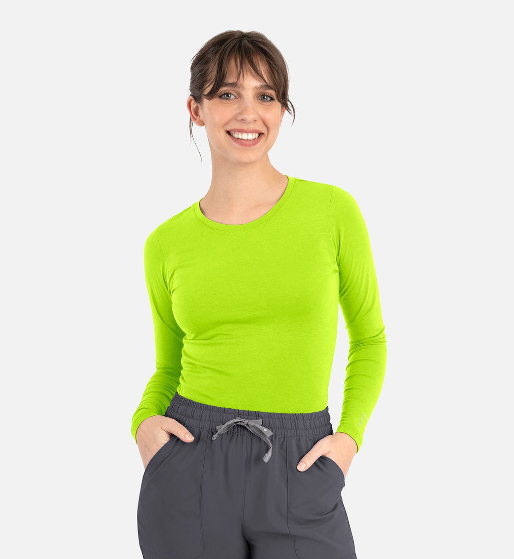 Bestee 6909 Women's Basic Long Sleeve Underscrub Tee Acid Lime