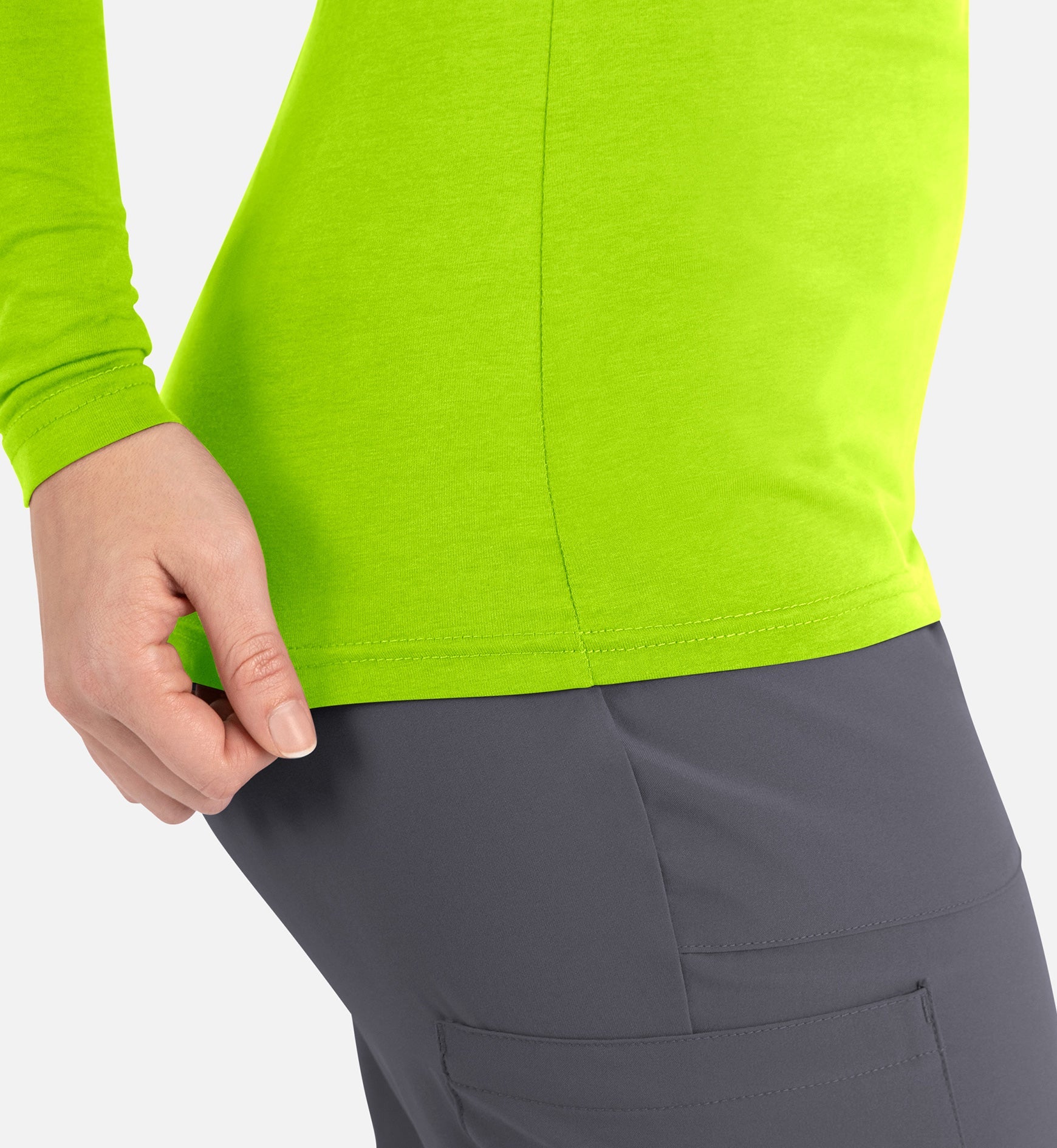 Bestee 6909 Women's Basic Long Sleeve Underscrub Tee Acid Lime