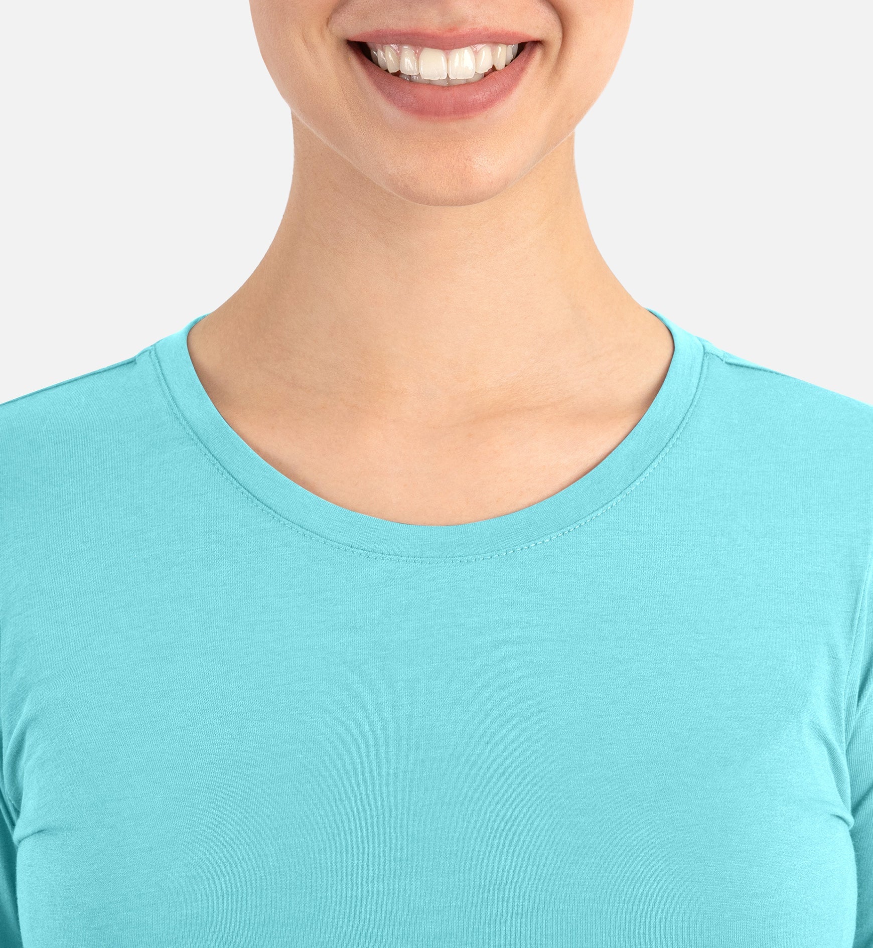 Bestee 6909 Women's Basic Long Sleeve Underscrub Tee Aquamarine