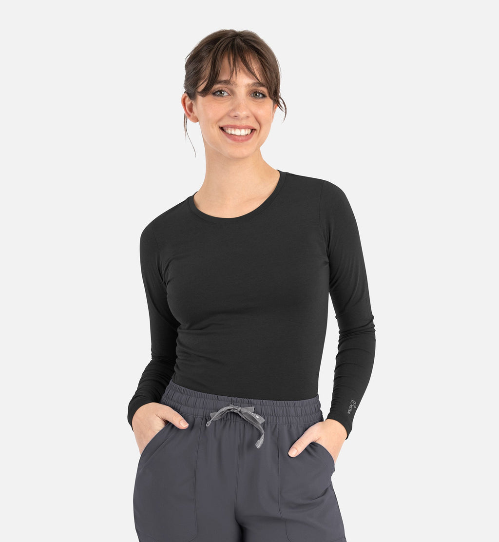 Bestee 6909 Women's Basic Long Sleeve Underscrub Tee Black