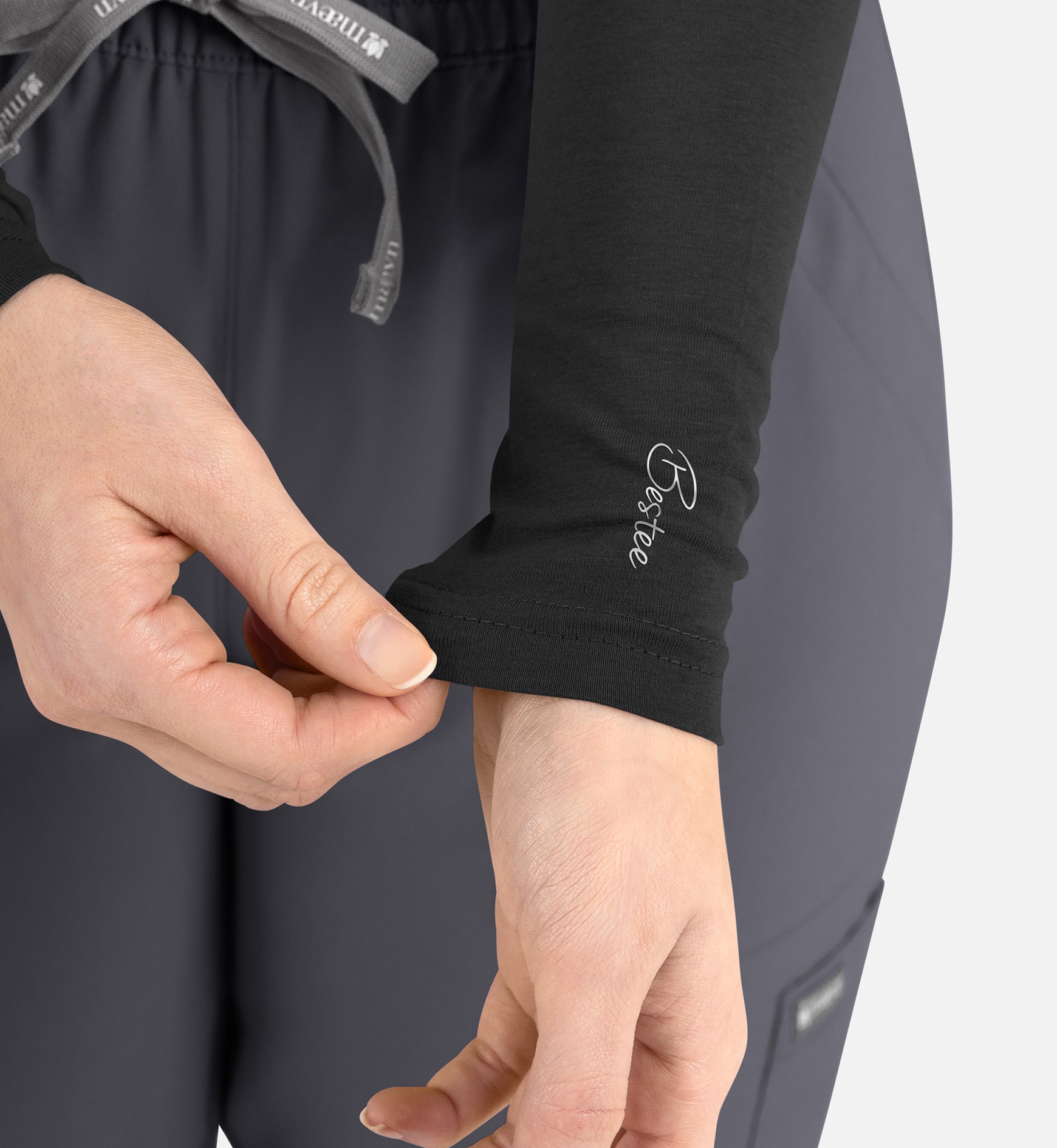 Bestee 6909 Women's Basic Long Sleeve Underscrub Tee Black