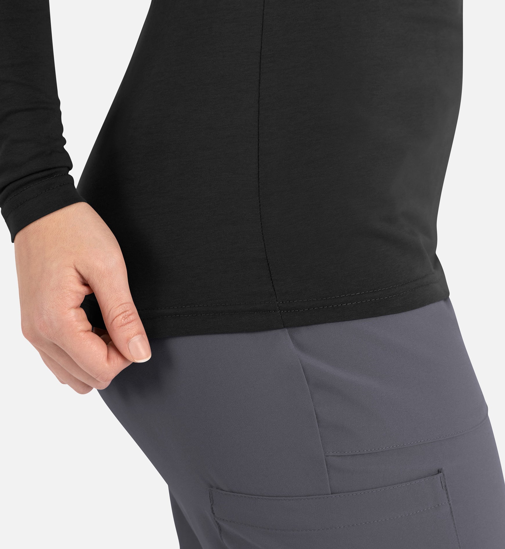 Bestee 6909 Women's Basic Long Sleeve Underscrub Tee Black