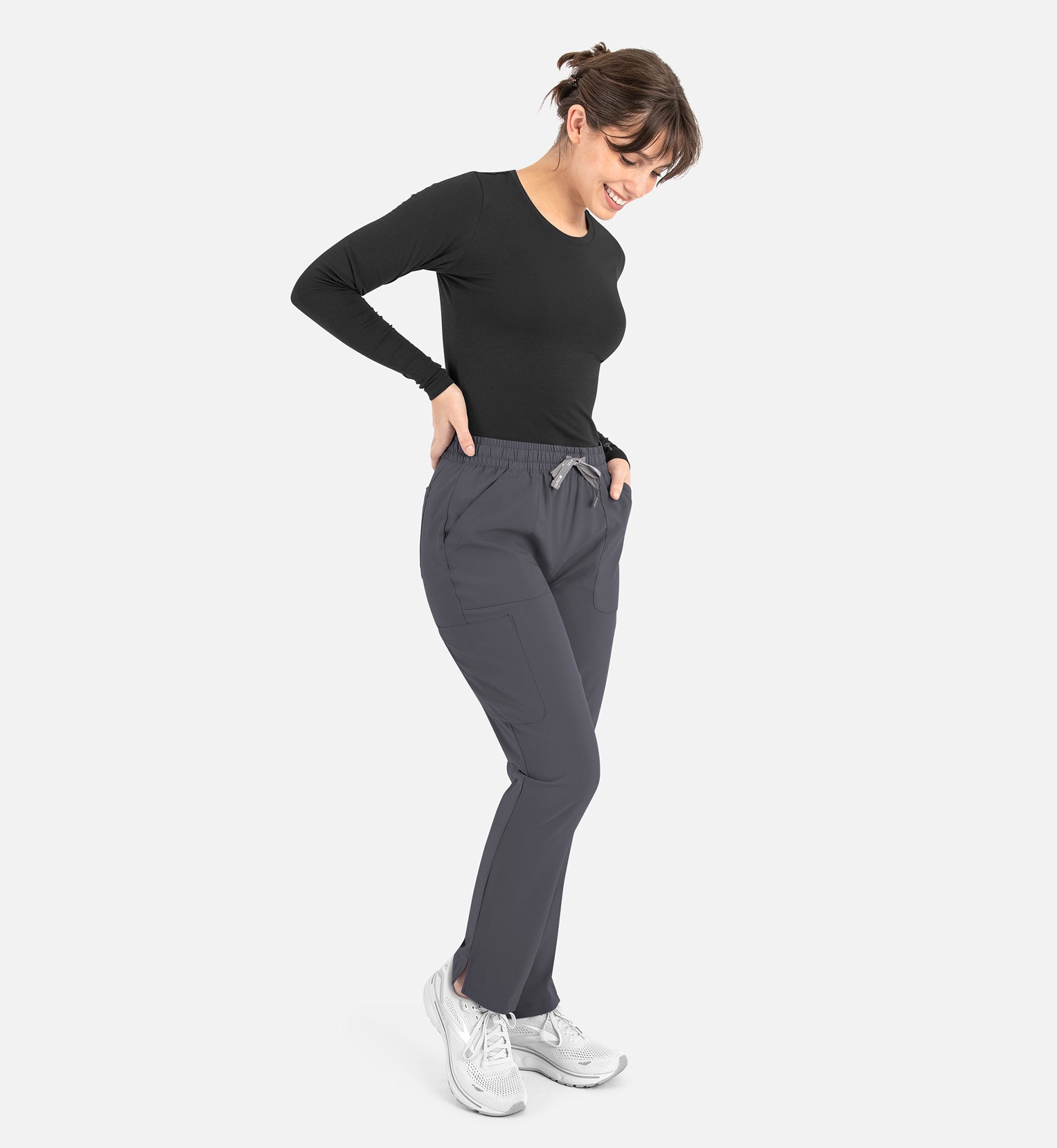 Bestee 6909 Women's Basic Long Sleeve Underscrub Tee Black