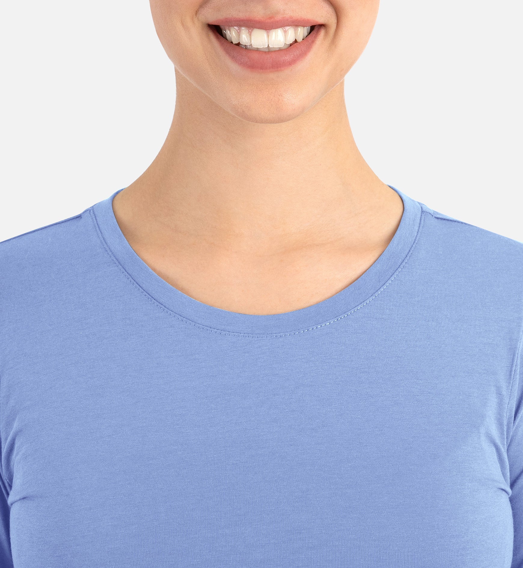 Bestee 6909 Women's Basic Long Sleeve Underscrub Tee Ceil Blue