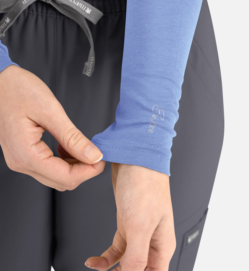 Bestee 6909 Women's Basic Long Sleeve Underscrub Tee Ceil Blue