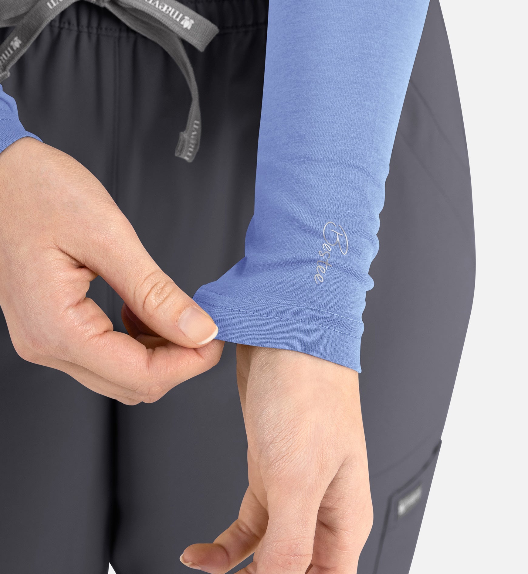 Bestee 6909 Women's Basic Long Sleeve Underscrub Tee Ceil Blue