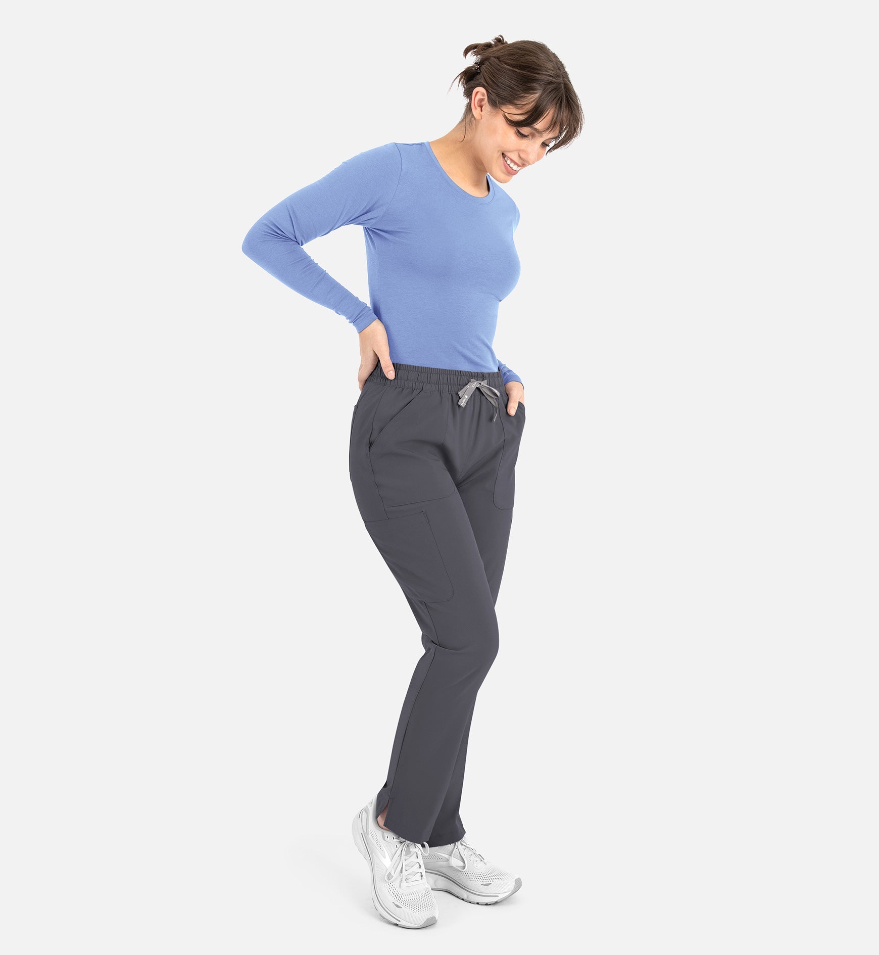 Bestee 6909 Women's Basic Long Sleeve Underscrub Tee Ceil Blue