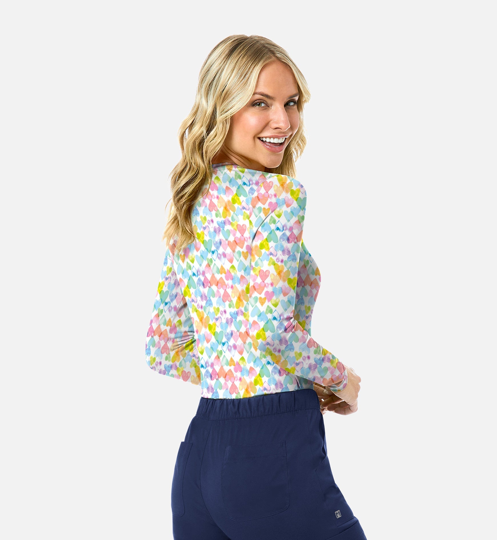 BESTEE 6909 Women’s Basic Long Sleeve Underscrub Tee Crushin’ Hearts