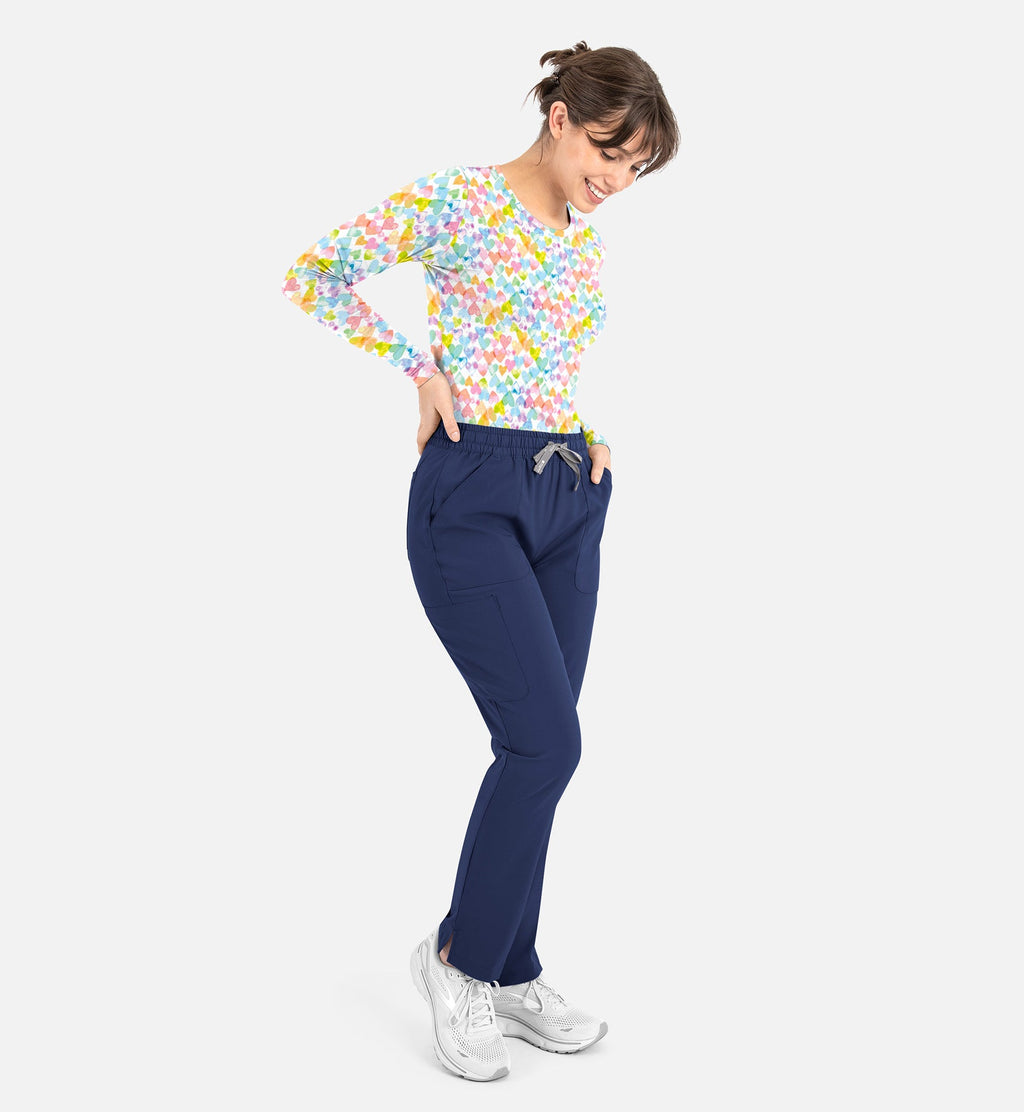 BESTEE 6909 Women’s Basic Long Sleeve Underscrub Tee Crushin’ Hearts