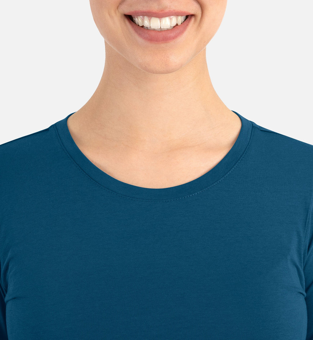 Bestee 6909 Women's Basic Long Sleeve Underscrub Tee Caribbean Blue