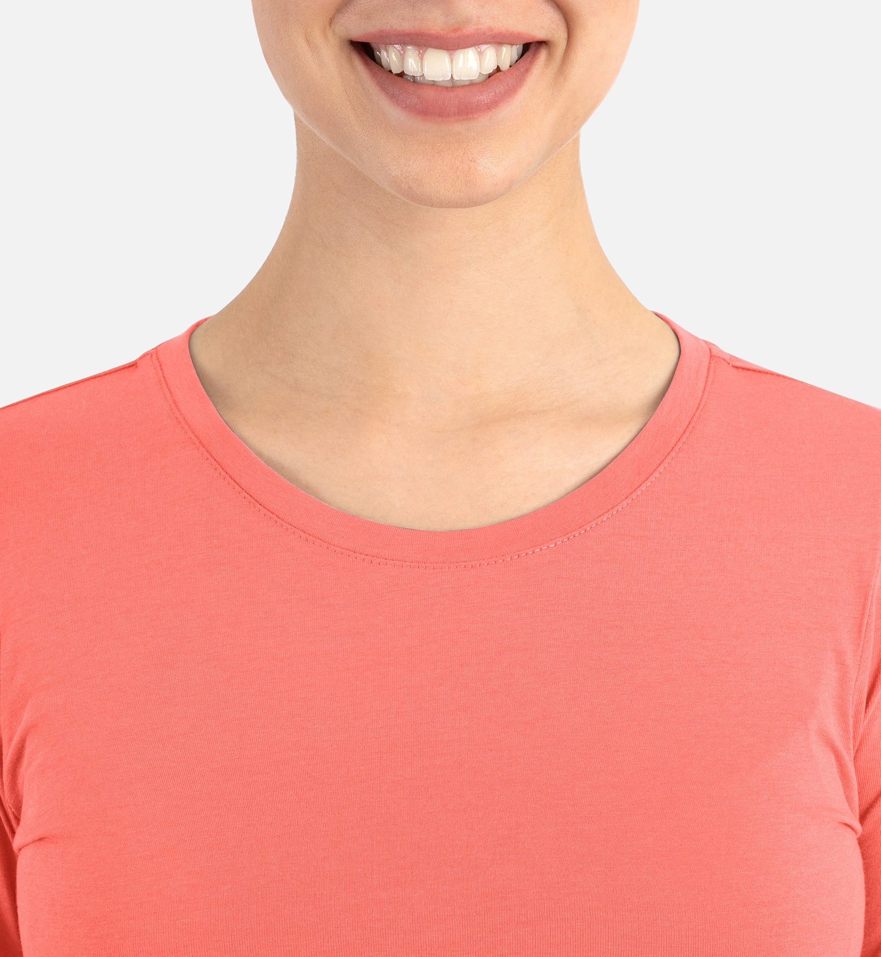 Bestee 6909 Women's Basic Long Sleeve Underscrub Tee Living Coral
