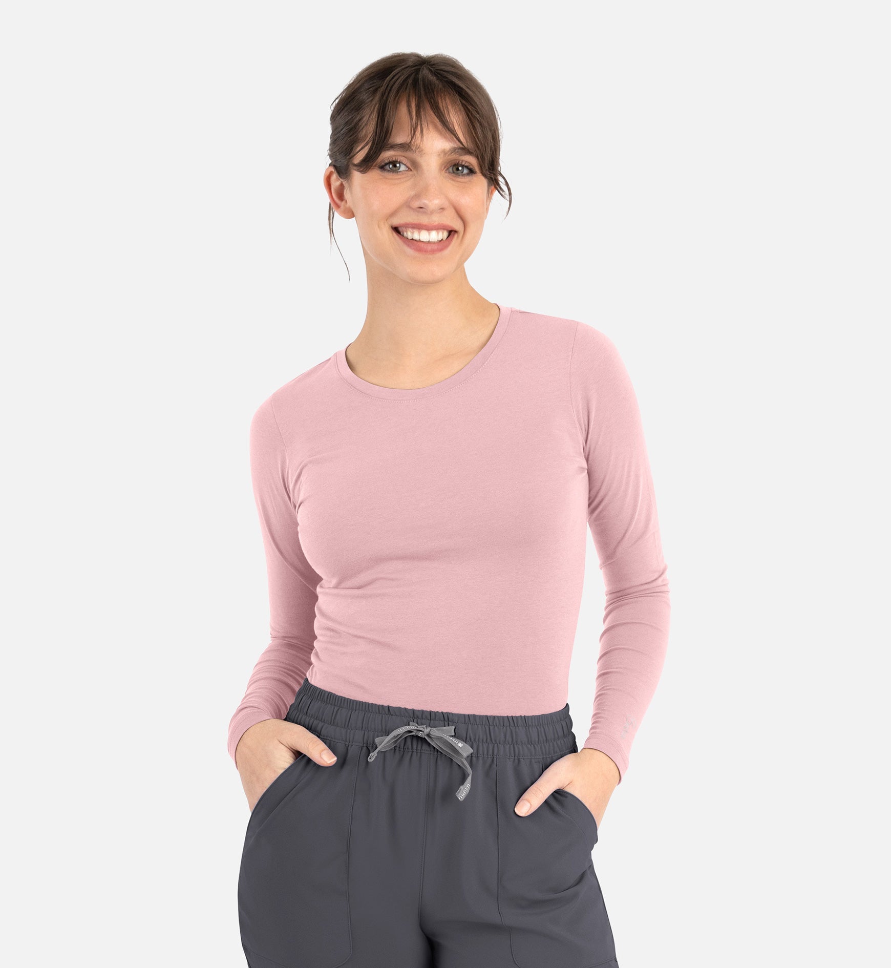 Bestee 6909 Women's Basic Long Sleeve Underscrub Tee Light Mauve