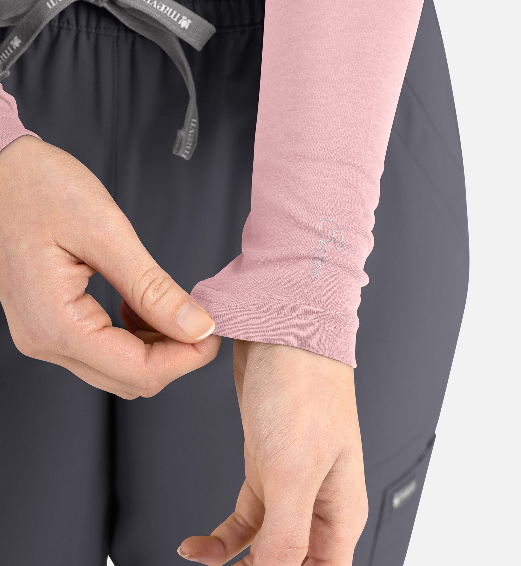 Bestee 6909 Women's Basic Long Sleeve Underscrub Tee Light Mauve