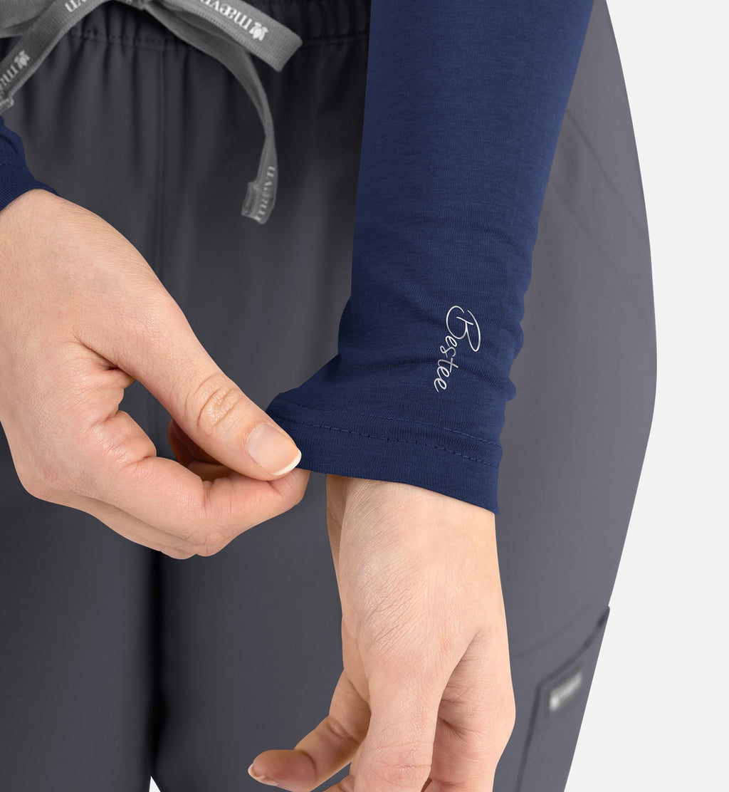 Bestee 6909 Women's Basic Long Sleeve Underscrub Tee Navy