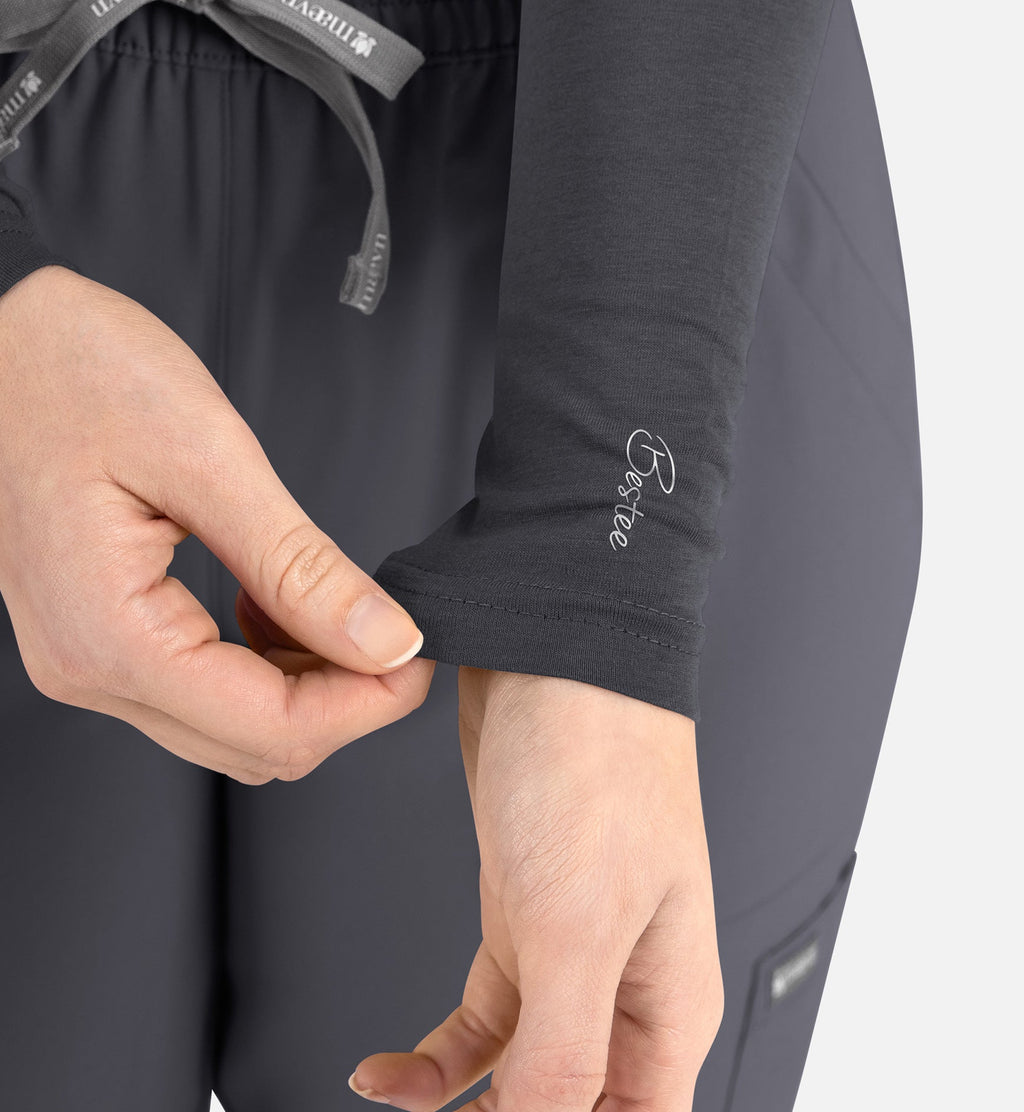 Bestee 6909 Women's Basic Long Sleeve Underscrub Tee Pewter