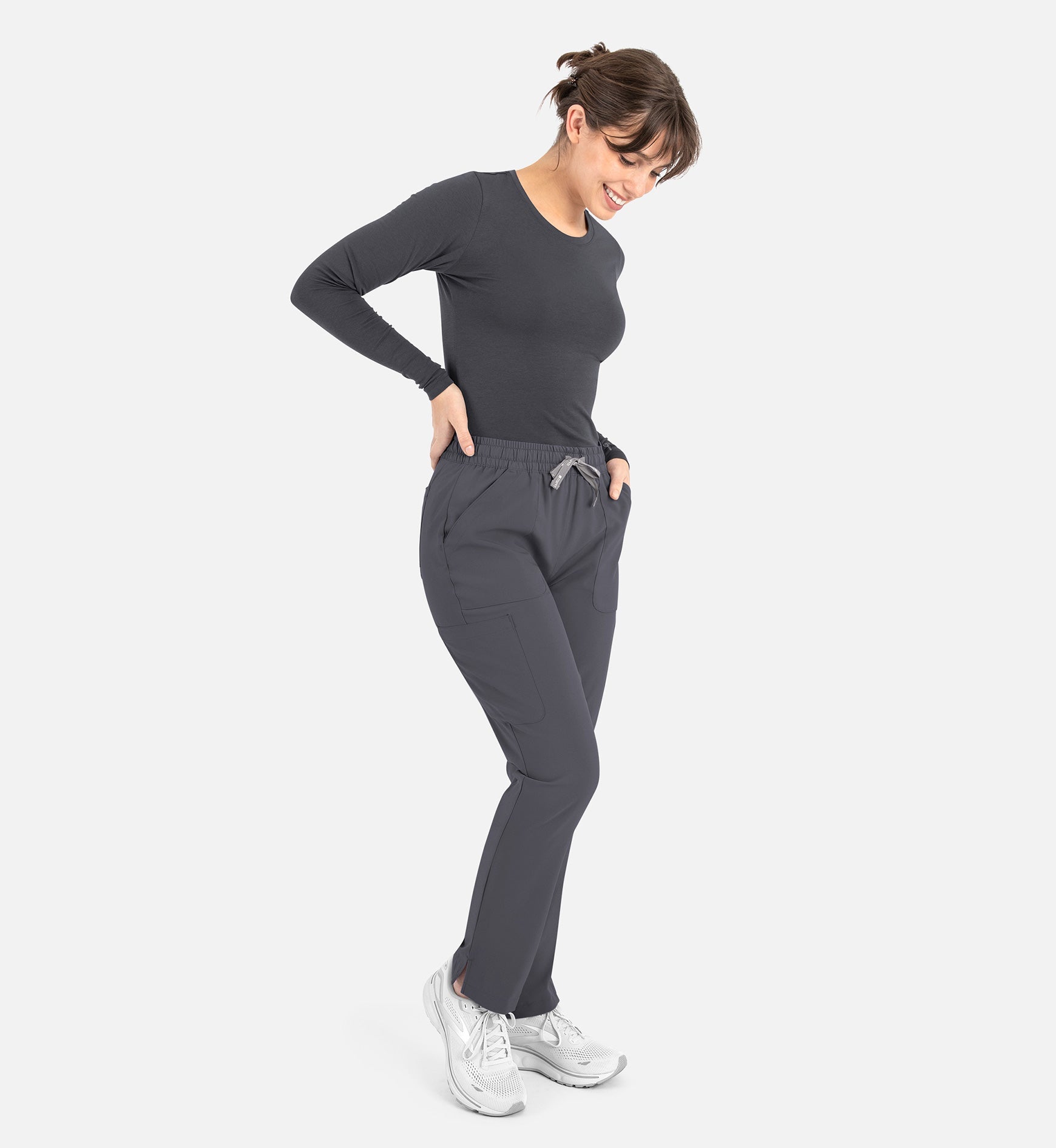 Bestee 6909 Women's Basic Long Sleeve Underscrub Tee Pewter