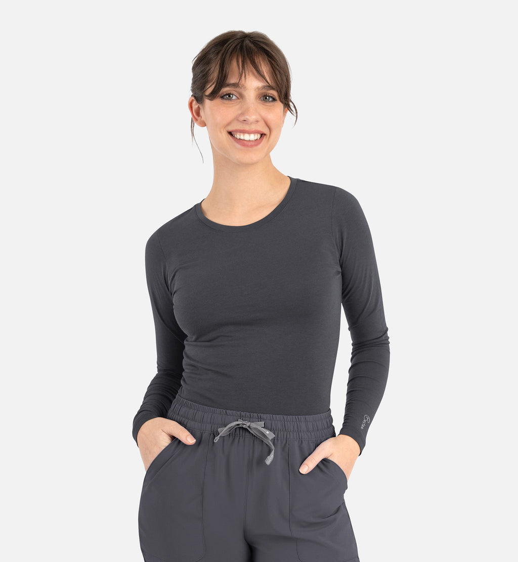 Bestee 6909 Women's Basic Long Sleeve Underscrub Tee Pewter