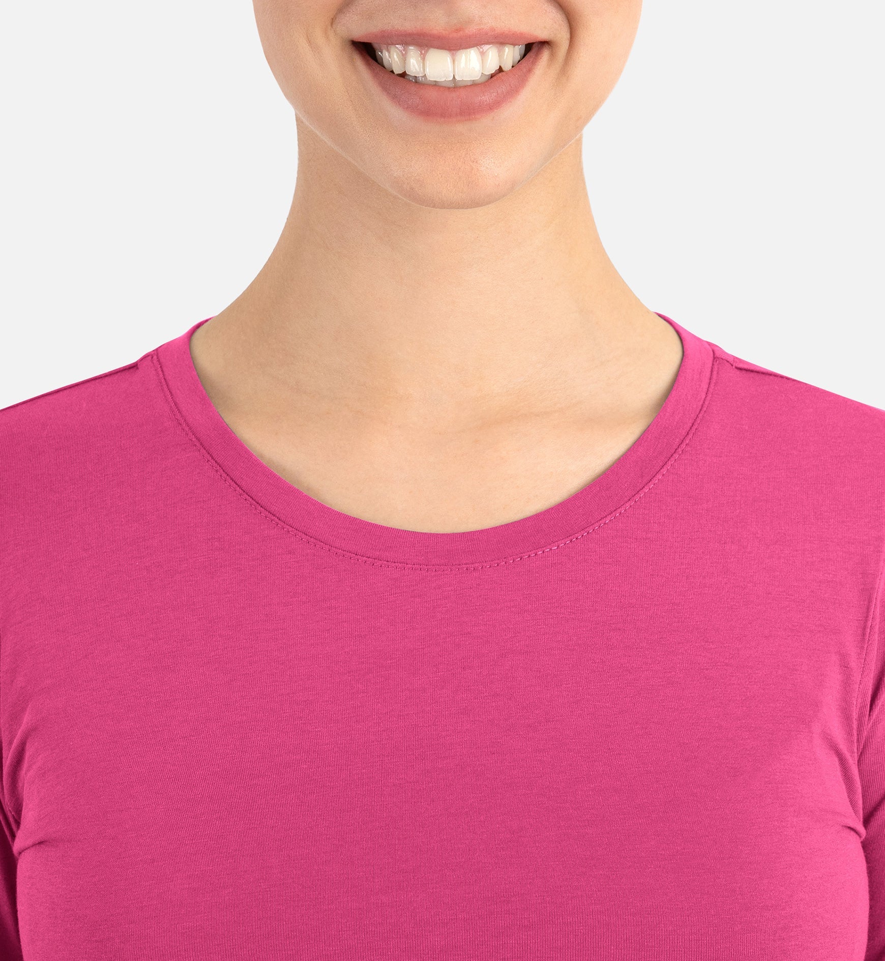 Bestee 6909 Women's Basic Long Sleeve Underscrub Tee Pink Peacock