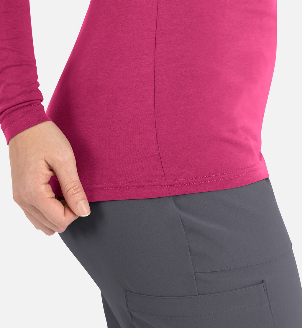 Bestee 6909 Women's Basic Long Sleeve Underscrub Tee Pink Peacock