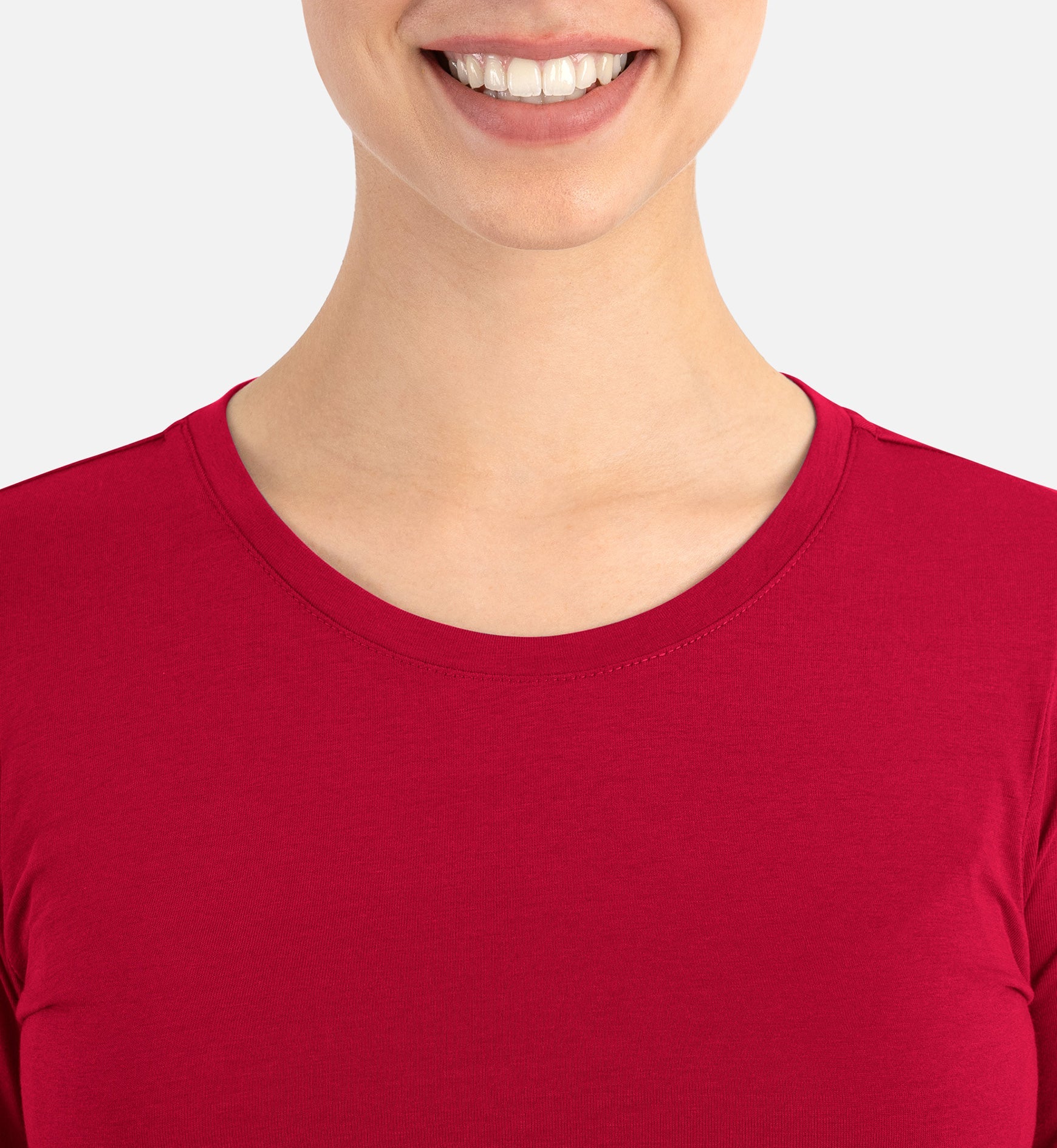 Bestee 6909 Women's Basic Long Sleeve Underscrub Tee Red