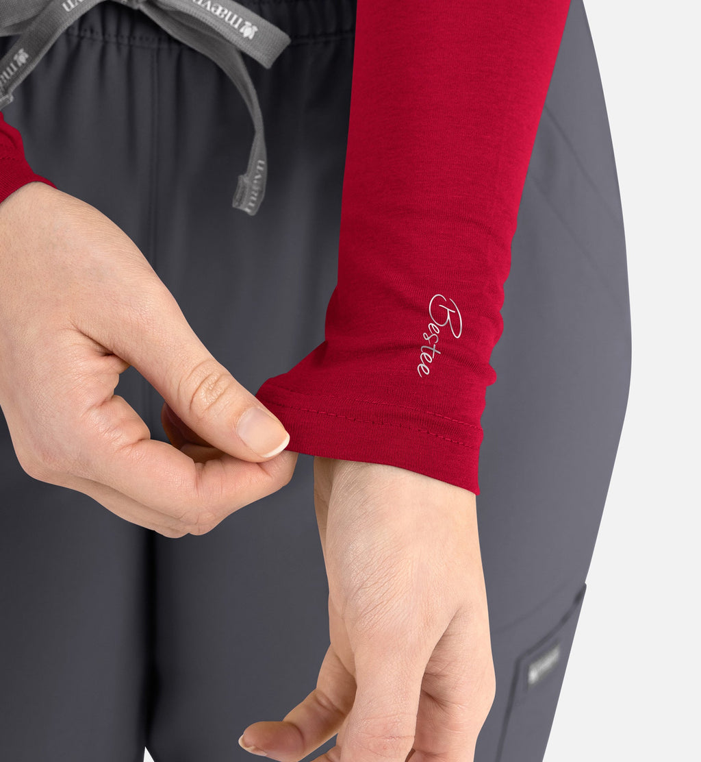 Bestee 6909 Women's Basic Long Sleeve Underscrub Tee Red