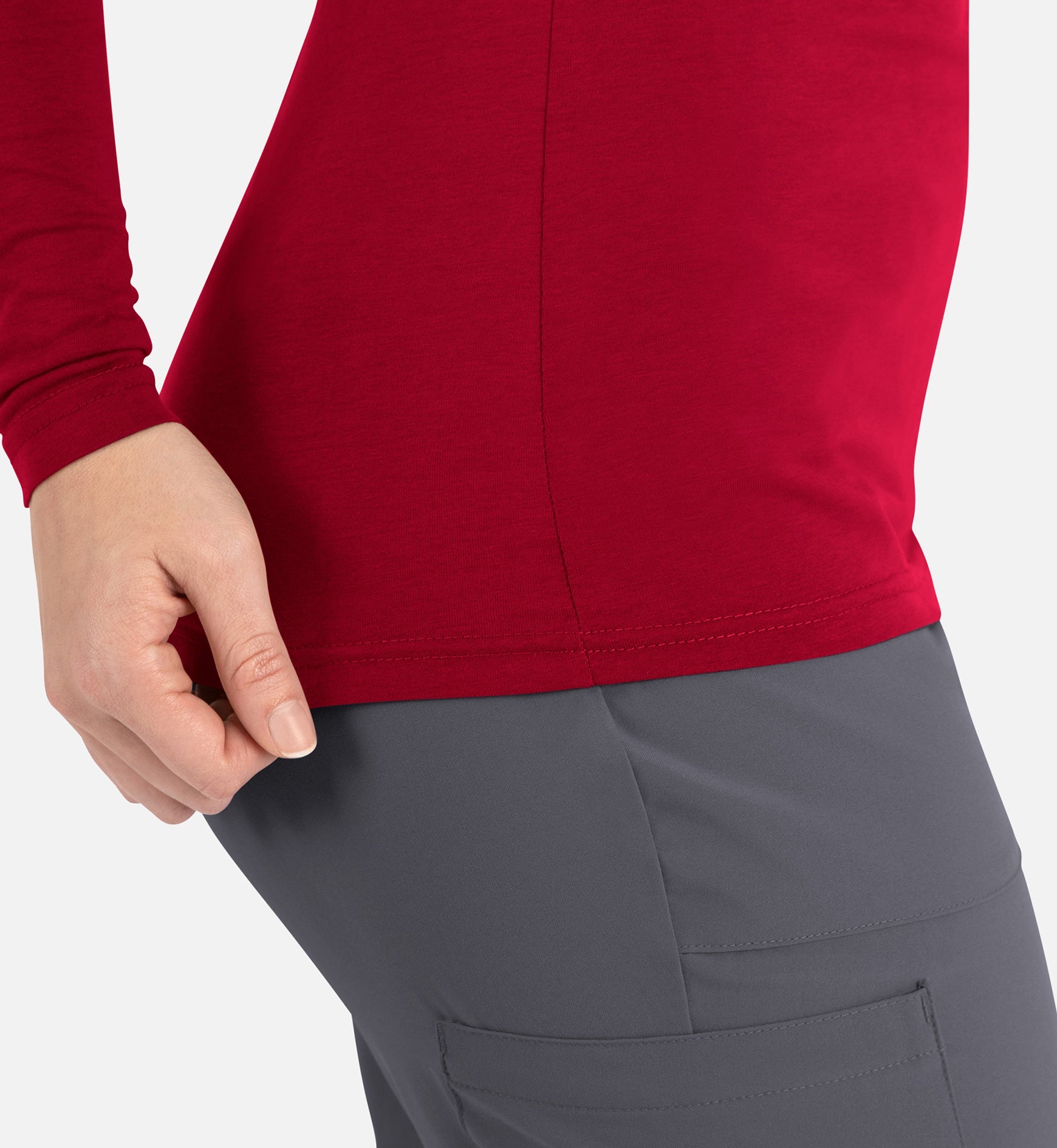 Bestee 6909 Women's Basic Long Sleeve Underscrub Tee Red