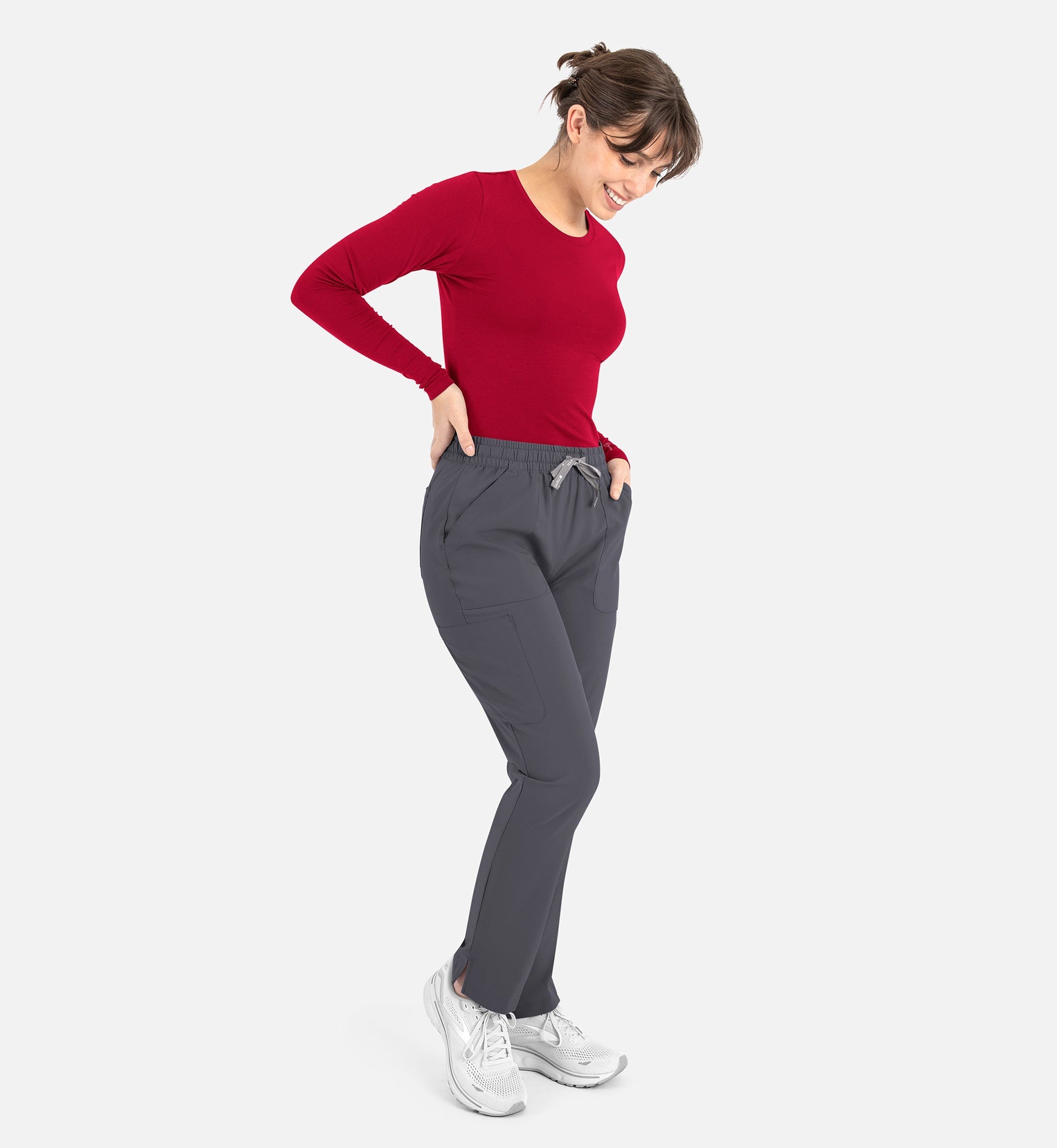 Bestee 6909 Women's Basic Long Sleeve Underscrub Tee Red