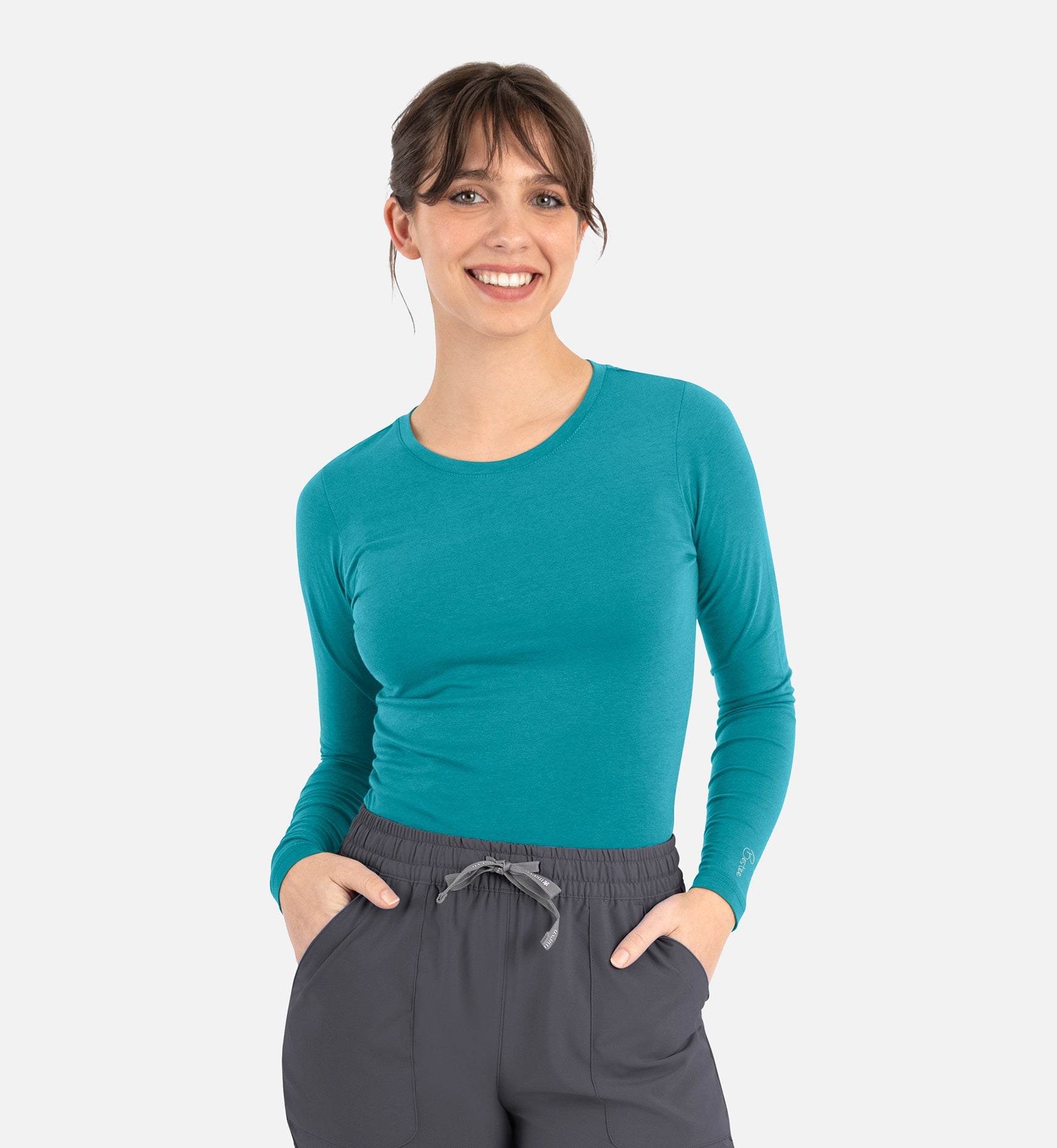 Bestee 6909 Women's Basic Long Sleeve Underscrub Tee Real Teal