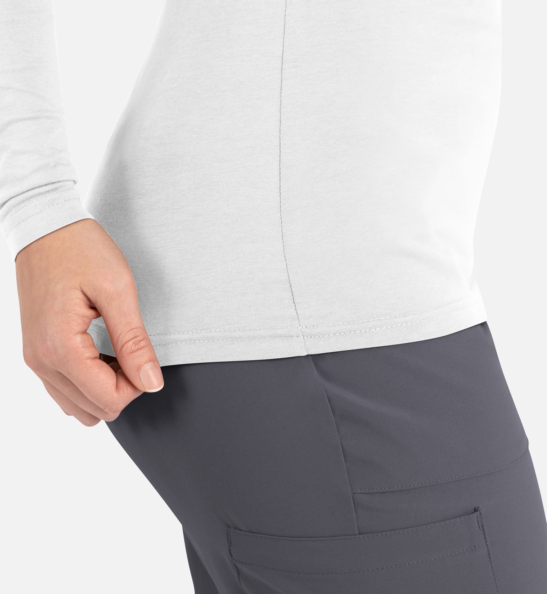 Bestee 6909 Women's Basic Long Sleeve Underscrub Tee White