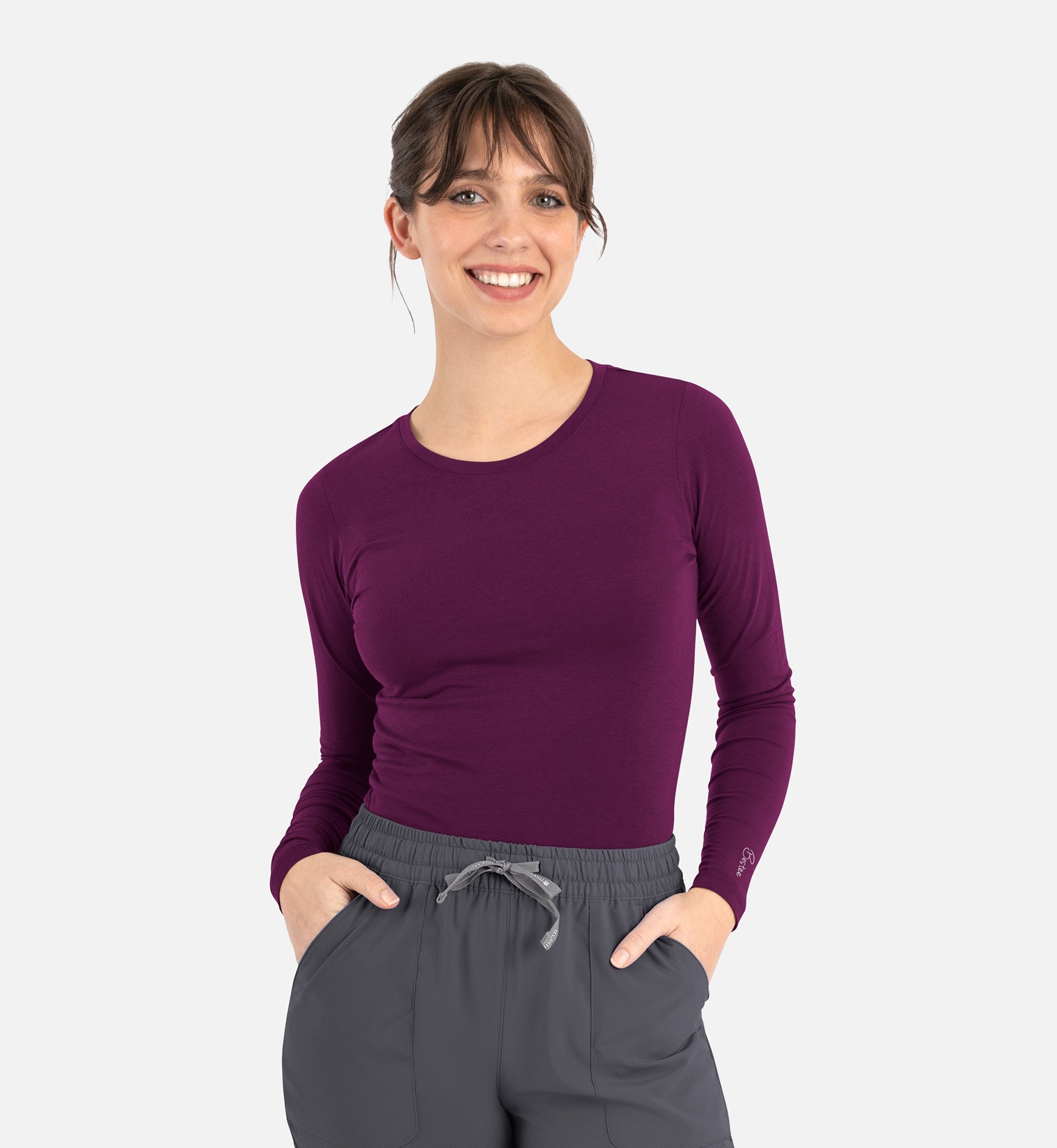 Bestee 6909 Women's Basic Long Sleeve Underscrub Tee Wine