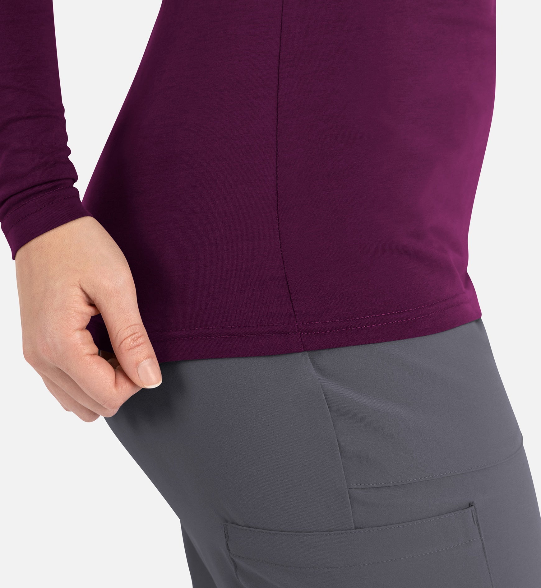 Bestee 6909 Women's Basic Long Sleeve Underscrub Tee Wine