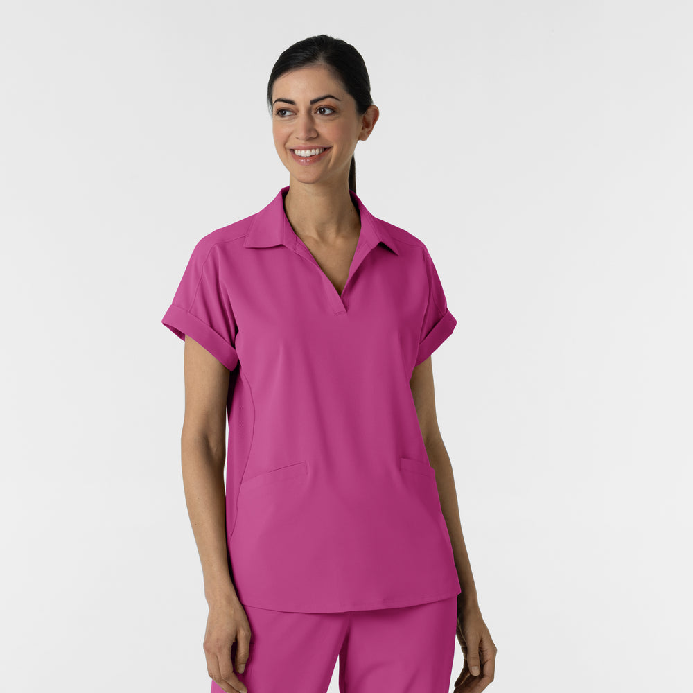 RENEW 6934 Women’s Flex-n-Reach Collared Scrub Top Raspberry