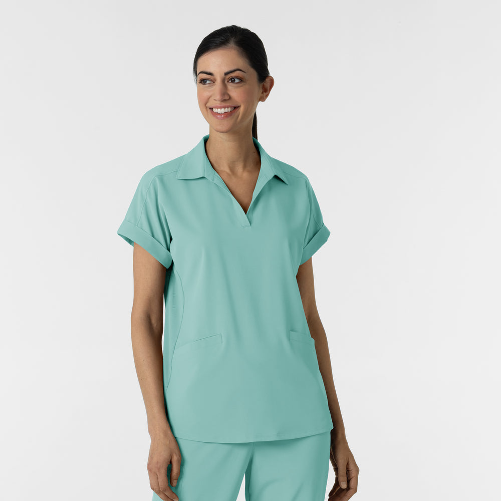 RENEW 6934 Women’s Flex-n-Reach Collared Scrub Top Turquoise
