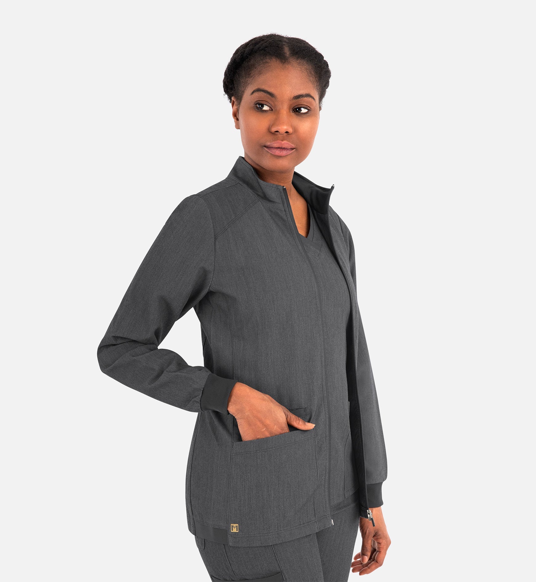 Matrix Pro 7091 Women's Hi-Collar Warm Up Jacket Heather Grey