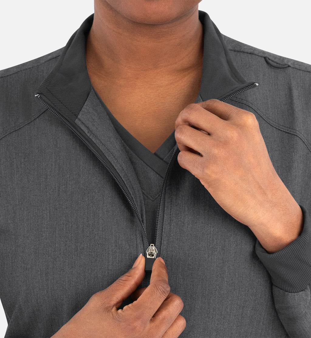 Matrix Pro 7091 Women's Hi-Collar Warm Up Jacket Heather Grey