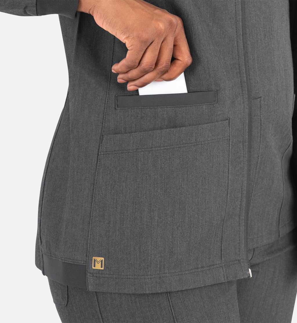 Matrix Pro 7091 Women's Hi-Collar Warm Up Jacket Heather Grey