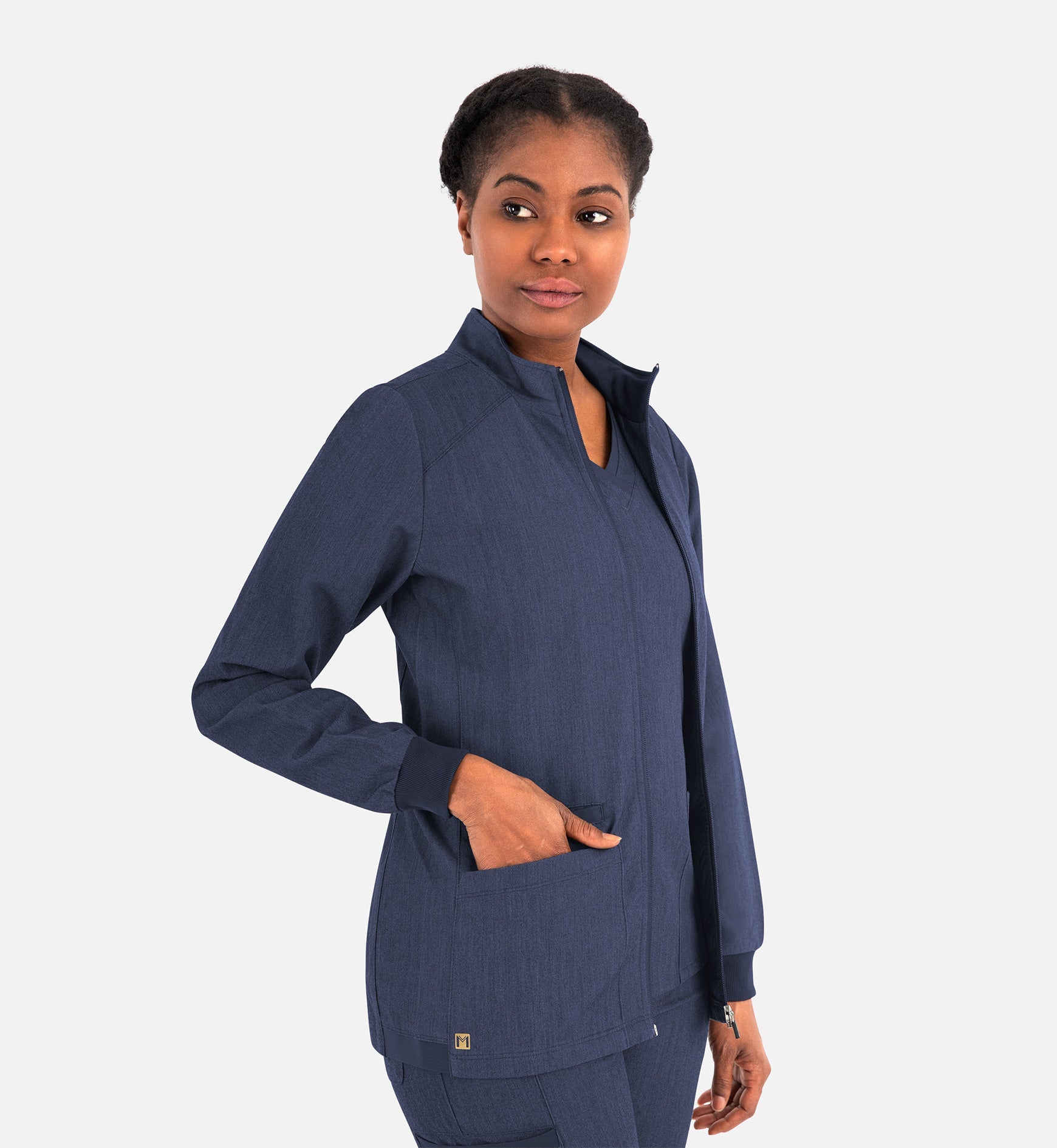 Matrix Pro 7091 Women's Hi-Collar Warm Up Jacket Heather Navy