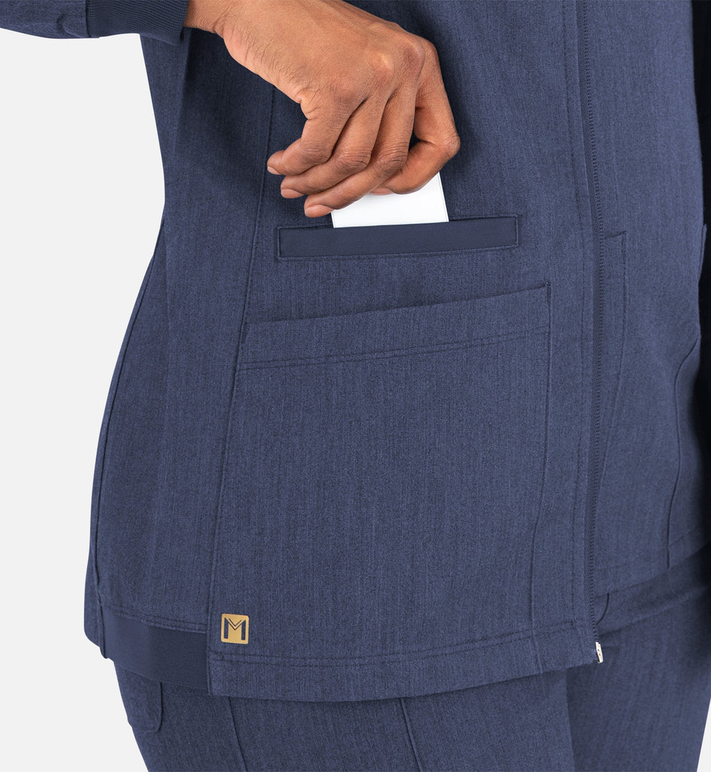 Matrix Pro 7091 Women's Hi-Collar Warm Up Jacket Heather Navy